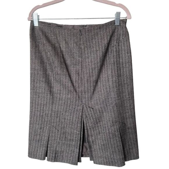 Vintage Wool Chaiken Knee Length Pleated Pencil Skirt Size 8 Brown Wool Gatsby - Picture 6 of 14